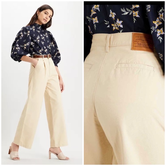 Levi’s Premium High Loose Pleated Twill Pant in Semolina Natural 28” x 32” - Picture 9 of 13